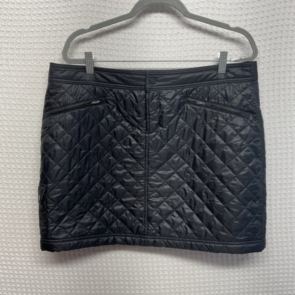 NWOT Athleta Black Zip Pockets Athletic Quilted Lodge Skirt Women 16 Vietnam